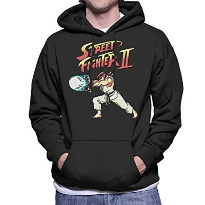 Image of Cloud City 7 Street Fighter Ryu Hadauken Men&#039;s Hooded Sweatshirt Black