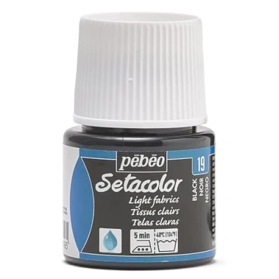 Image of PEBEO 329 019 Setacolor Light Fabric Paint 45 Milliliter Bottle, Black,Black