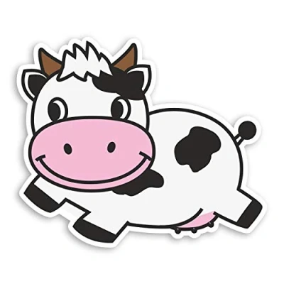 Image of 2 x 10cm Happy Cow Vinyl Stickers Farm Kids Fun Cartoon Laptop Sticker #20790 (10cm Wide)