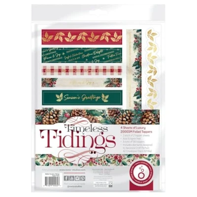 Image of Tonic Studios Timeless Tidings Topper Set 5532e Elegant Foiled Toppers 56 Decorative 200GSM Card