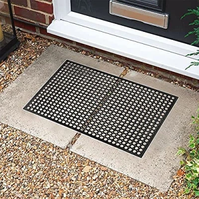 Image of JKZ RUG AND DOORMATS Heavy Duty Non Slip Outdoor Indoor Door Mat Floor Mats Kitchen Barrier Washable Light Weigh Rubber DoorMat