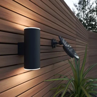 Image of SolarCentre® Chester Up &amp; Down USB Chargeable Solar Powered Outdoor Wall Light by Leaf (Anthracite)