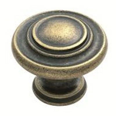 Image of Chivrose Ltd Traditional Style Shaker Pattern Cabinet Cupboard Kitchen Wardrobe Door Pull Knob Handle 34mm Diameter (Antique Brass (AB))