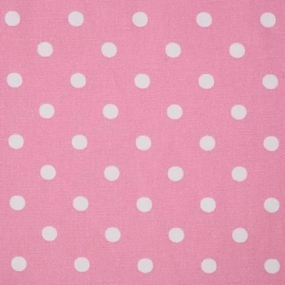 Image of HOMESCAPES Pure Cotton Furnishing Fabric Polka Dots Pink 150 cm Wide Printed on Thick Woven for Upholstery Curtain Cushion Soft Furnishings Heavy Dress Material Per Metre