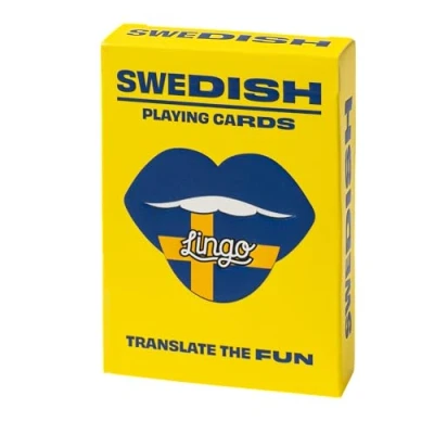 Image of Lingo Playing Cards Language Learning Game Set Fun Visual Flashcard Deck to Increase Vocabulary and Pronunciation Skills 54 Useful Phrases (Swedish)