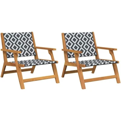 Image of vidaXL Garden Chairs 2 pcs Black and White 76x67x73 cm Solid Wood Acacia