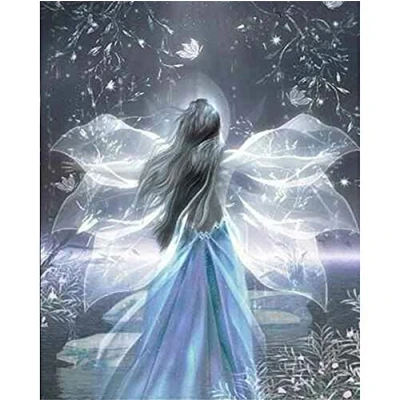 Image of 5D DIY Diamond Painting Art Set Beautiful Fairy Round Crystal Rhinestone Full Drill Adults Kids Cross Stitch Embroidery Kits Mosaic Canvas Wall for Living Room Home Decor Crafts 25x30cm/10X12in A1110