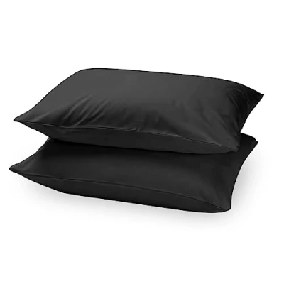 Image of Plain Pillow Cases 2 Pack, Breathable Soft &amp; Cozy Hotel Quality Dyed Pillowcases Pack Of 2, Solid Bedding Hypoallergenic Envelope Closure Covers, Black