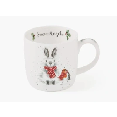 Image of Royal Worcester Wrendale Deigns Snow Angel 0.3 Litre Mug Rabbit and Robin