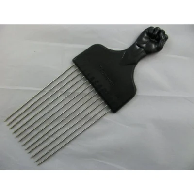 Image of Fist handle design longer length metal teeth afro hair comb. Ideal for untangling hair.