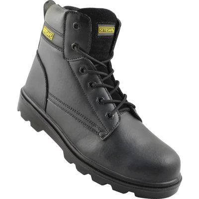 Image of Sitesafe Black Trucker Safety Boots Size 10