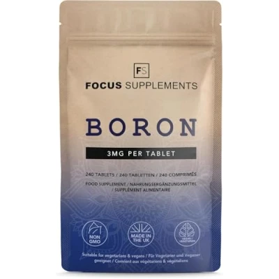 Image of FS Boron High Strength Supplements 240 Tablets 3mg per Serving Non GMO, Gluten &amp; Allergen Free Manufactured in The UK