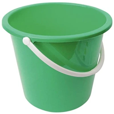 Image of Jantex Round Plastic Bucket with Handle 10 Litre, Green, Cleaning Bucket, Colour Coded Cleaning, Size: 26(H)x28(W)x29.5(D)cm, Professional &amp; Home Use, CD806