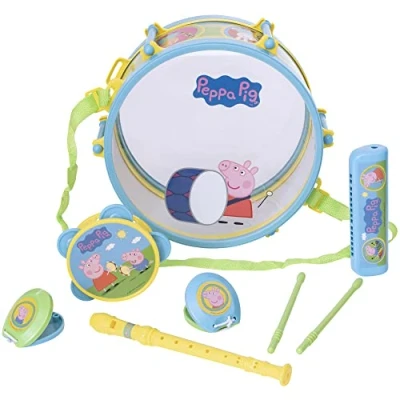 Image of Peppa Pig Pack Away Drum Set Musical Playset Including 5+ Instruments Themed Instrument Toys Childrens Music Band Ages 3+