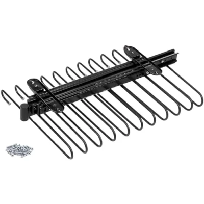 Image of Emuca pull out trouser rack for wardrobe, hanger 11 pairs of trousers, Black painted, Steel