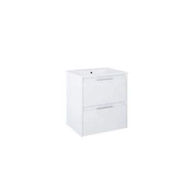 Image of Iflo Teano 2 Drawers Wall Hung Basin Unit 600mm (W) X 456mm (D) 590mm (H Matt White