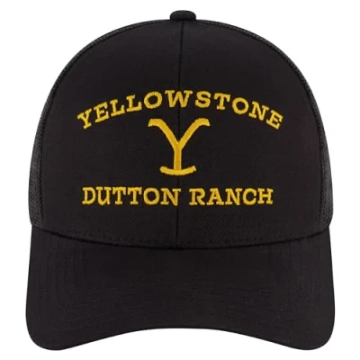 Image of Concept One Unisex&#039;s Yellowstone Adjustable Mesh Snapback Trucker Hat with Curved Brim Baseball Cap, Midnight, Size
