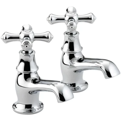 Image of K 1/2 c Colonial Traditional Chrome Basin Taps 1 Pair on Brass Bristan
