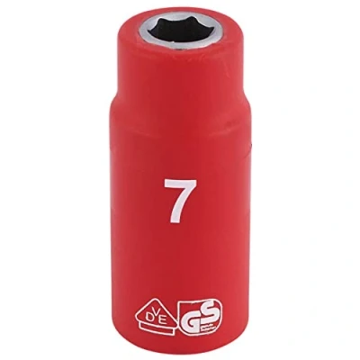 Image of Draper Fully Insulated VDE Socket, 1/4&quot; Sq. Dr., 7mm