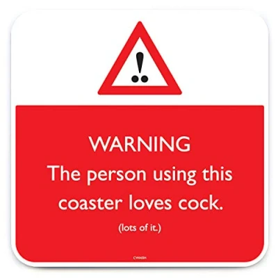Image of Brainbox Candy Funny Rude &#039;Loves C*ck Coaster&#039; Small Gift Ideas for Him Her Friends Birthday Housewarming Present New Home Gifts Women Men