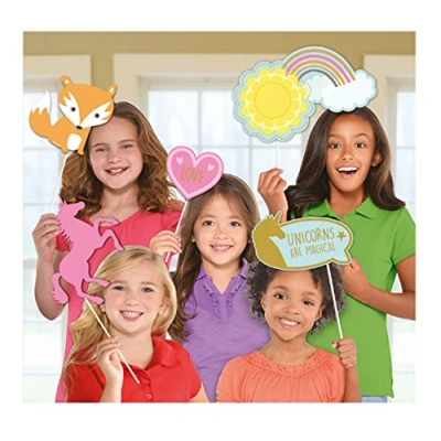 Image of Amscan 399830 Magical Unicorn Kids Birthday Party Photo Booth Props 12 Pack