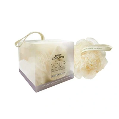 Image of Daily Concepts Mesh Sponge for a Luxurious Bath or Shower Experience with Subtle notes of Lavender and Vanilla That Gentle Pampering Embrace, Suitable All Skin Types 89g