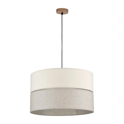 Image of Eco Cylindrical Pendant Ceiling Light Beige, Linen 3xE27