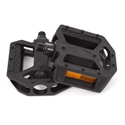 Image of KHE Prism BMX Pedals PVC Black 1/2 Inch Axle 84 mm Wide 286 g with Reflectors