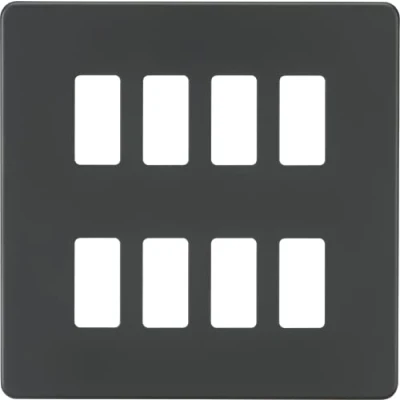 Image of KnightsBridge Screwless 8G grid faceplate anthracite