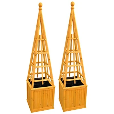 Image of Selections Pack of 2 x Wooden Obelisk Garden Planters