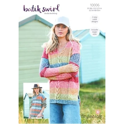 Image of Stylecraft DK Knitting Pattern 10006 Ladies Sweater &amp; Tank Top