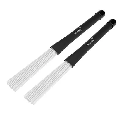 Image of Musiclily Drum Brushes Retractable Wire Percussion with Nylon Plastic Handle for Jazz Folk Music