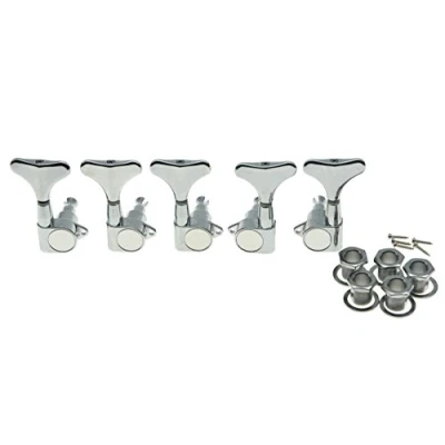 Image of KAISH Chrome 2+3 Sealed Bass Tuners 2L3R Tuning Keys Pegs 5 String Guitar Machine Heads