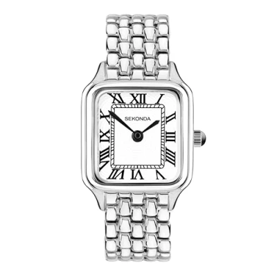 Image of Sekonda Classic Monica Ladies 22mm Quartz Watch in White with Analogue Display, and Silver Alloy Strap 40660