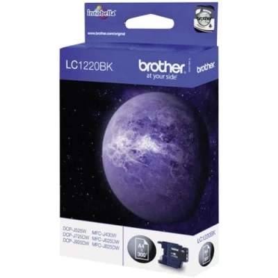 Image of Brother LC 1220BK Inkjet Cartridge, Black, Single Pack, Standard Yield, Includes 1 x Genuine Supplies