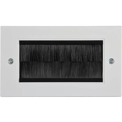 Image of fiXte Double Gang Brush Plate for Cable Entry Exit White Face with Black Brushes (4)