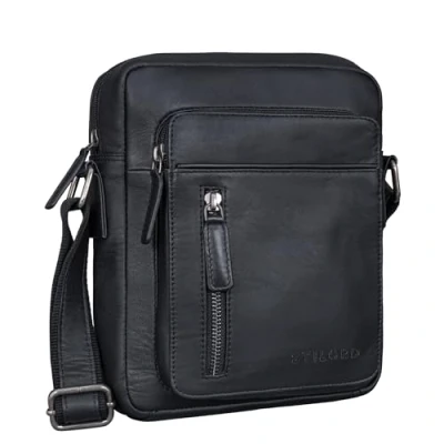 Image of STILORD &#039;Dain&#039; Small Messenger Bag for Men Leather Shoulder Man Crossbody Genuine Satchel Vintage Soft Side Bag, Colour:black