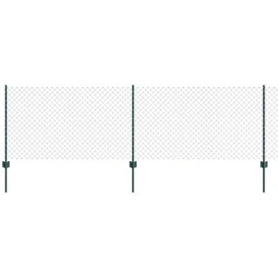 Image of vidaXL Chain Link Fence with 22 U Posts Green 0.8x25 m Steel
