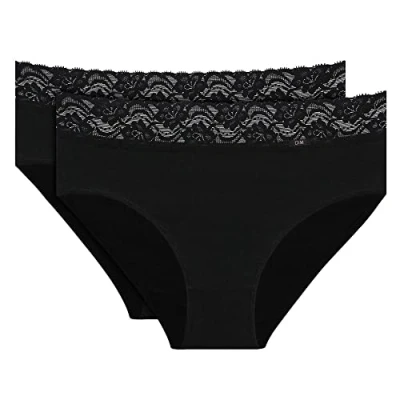 Image of DIM Women&#039;s Maxi Cotton Feminine x2 Brief, Black, M