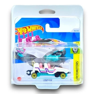 Image of Hot Wheels Loopster (White, Pink and Turquoise) 2/5 Experimotors 2024 48/250 (Short Card) COMES IN A KLAS CAR KEEPER SHORT CARD PROTECTOR CASE HTC56