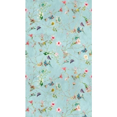 Image of Livingwalls Cottage The Wall Non Woven Wallpaper 1.59 m x 2.80 Turquoise Green Pink Made in Germany 382681