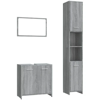 Image of vidaXL 3 Piece Bathroom Furniture Set Grey Sonoma Engineered Wood
