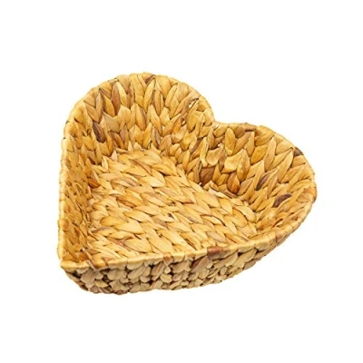 Image of Bowl made of water hyacinth in heart shape as fruit basket, decorative bowl, bread 30 cm x 10 cm.