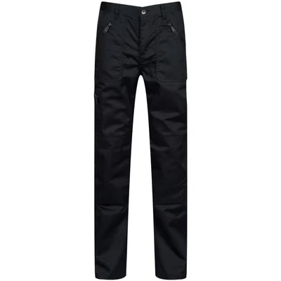 Image of Regatta Men Professional Pro Action Hardwearing Water Repellent Multi Pocket Trousers Black, Size: 30&quot;