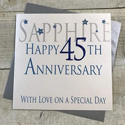 Image of WHITE COTTON CARDS Sapphire Happy 45th Love On A Special Day, Handmade Anniversary Card (Code AW45)
