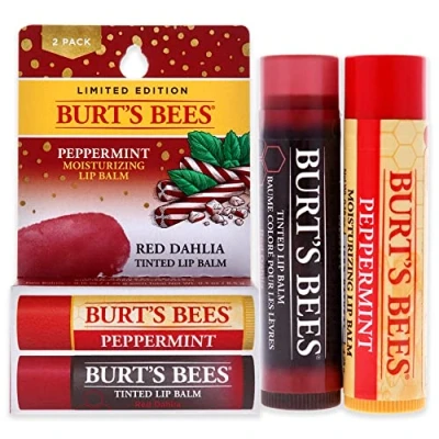 Image of Burts Bees Lip Balm Kit by for Unisex 2 x 0.15oz Peppermint, Red Dahlia Tinted White