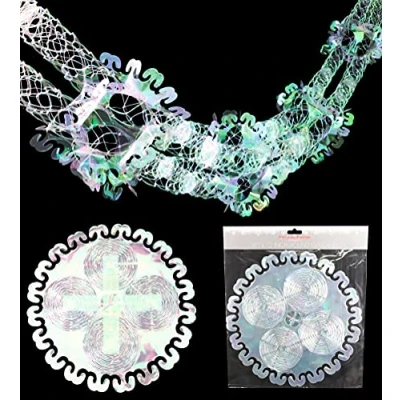 Image of Christmas Concepts® 9ft x 1ft Large Round Foil Garland Festive Hanging Decorations Trimming (Iridescent)