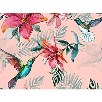 Image of Wee Blue Coo Hummingbirds And Lilies Art Print Canvas Premium Wall Decor Poster