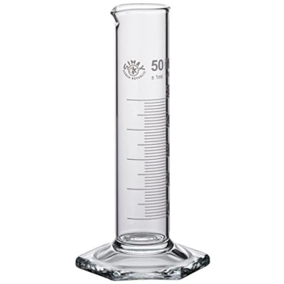 Image of Neolab E 1277 measuring cylinder, low form, hexagonal base, borosilicate glass, B, 50 mL (set of 1)