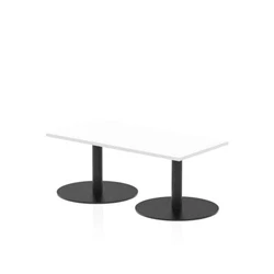 Image of Italia 1200 x 600mm Rectangular Coffee Table White Top 475mm High Black Leg